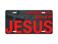 Washed in the Blood of JESUS (Bright Red) license plate
